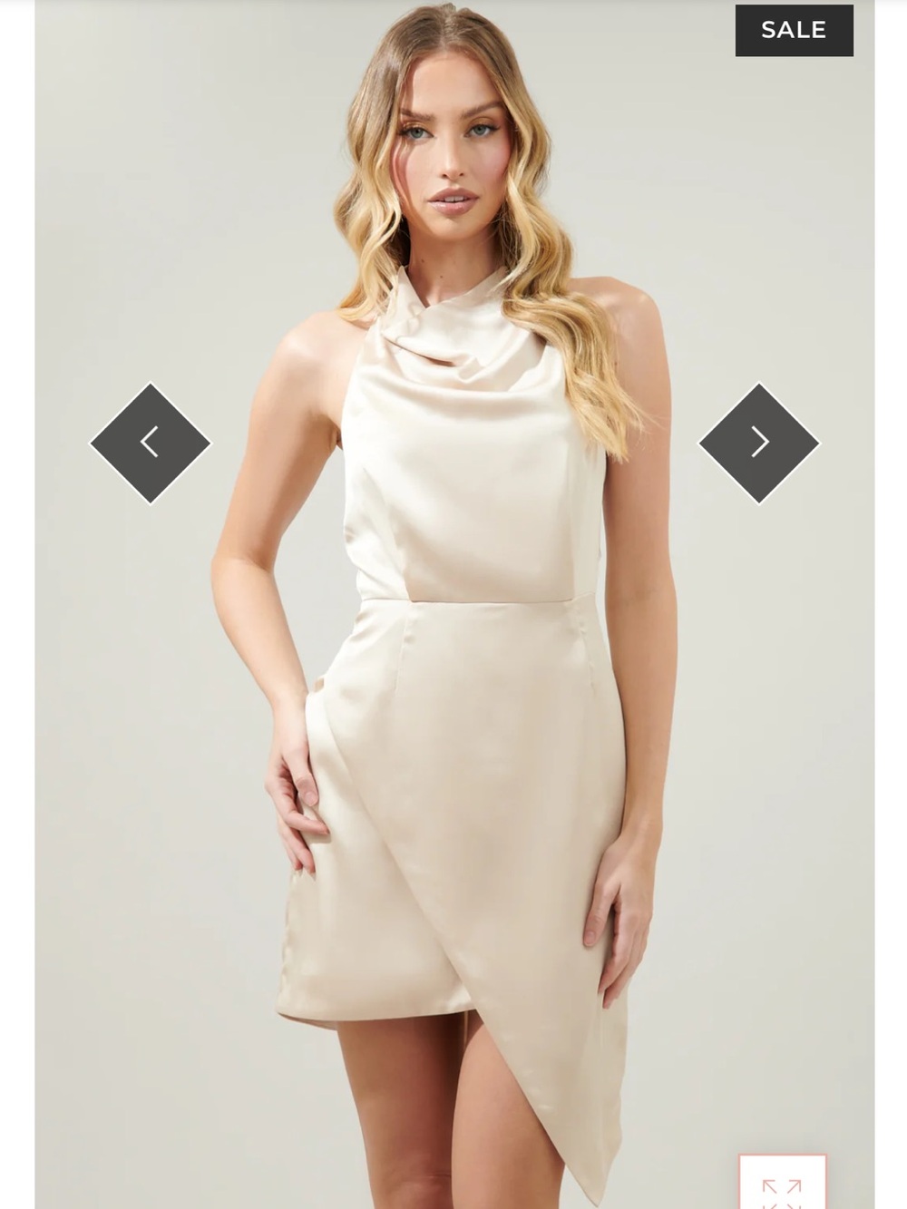 NWT Bachata Satin Asymmetrical Hatler Mini Dress SugarLips XS